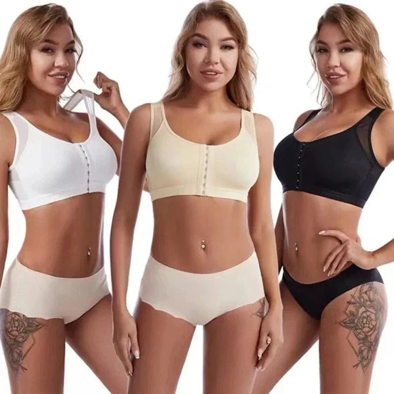 Vest Bras S-5XL Front Closure Posture Corrector Lift Up Bra Women Push Up Cross Back Underwear Shockproof Sports Support Fitness - A-1 Thread Vault