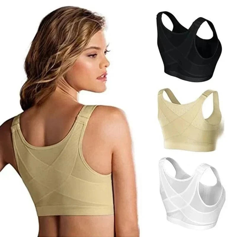 Vest Bras S-5XL Front Closure Posture Corrector Lift Up Bra Women Push Up Cross Back Underwear Shockproof Sports Support Fitness - A-1 Thread Vault