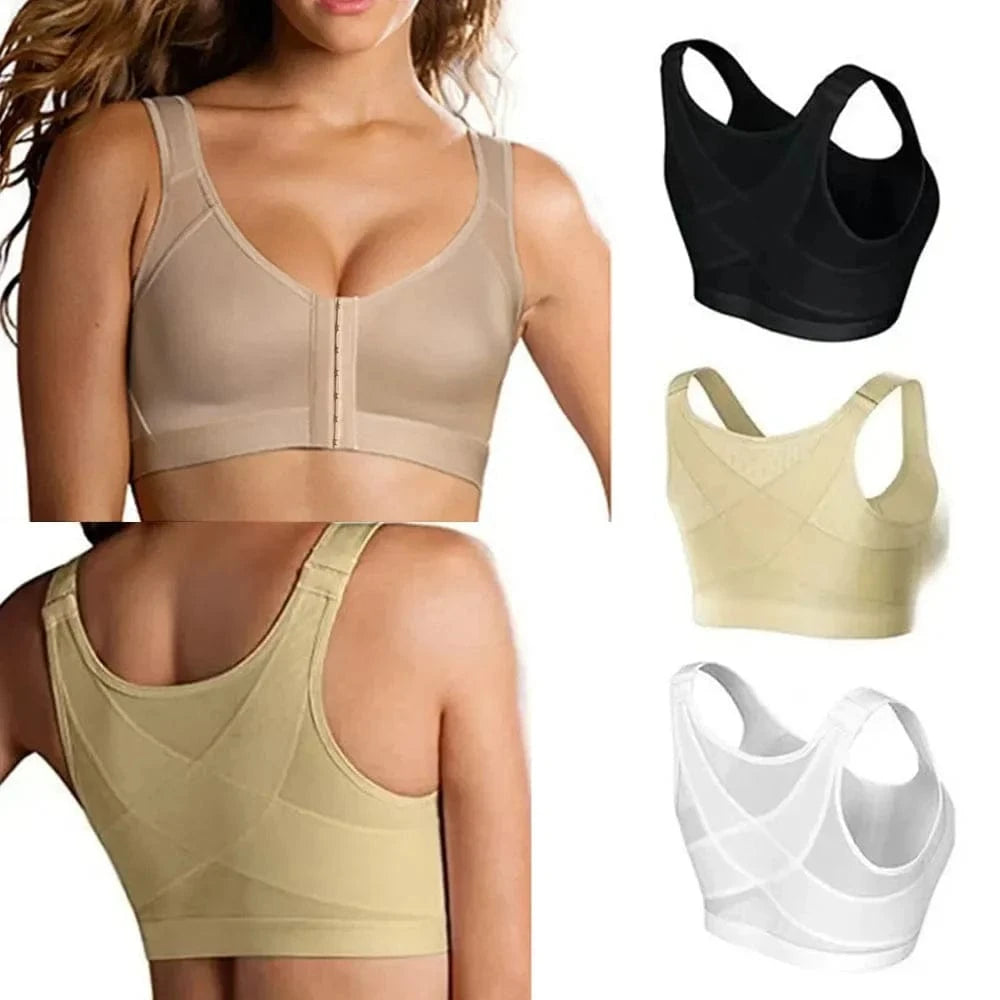 Vest Bras S-5XL Front Closure Posture Corrector Lift Up Bra Women Push Up Cross Back Underwear Shockproof Sports Support Fitness - A-1 Thread Vault