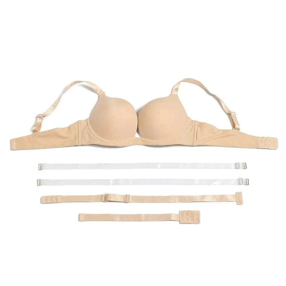 Vgplay Sexy Bra New Red Push Up Lingerie Convertible Straps Solid Plunge Underwear Transparent Straps Brassiere - A-1 Thread Vault