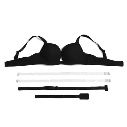 Vgplay Sexy Bra New Red Push Up Lingerie Convertible Straps Solid Plunge Underwear Transparent Straps Brassiere - A-1 Thread Vault