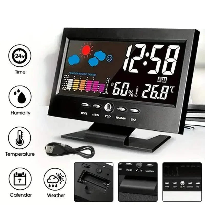 Vibrant Digital Weather Alarm Clock with Voice Control - A-1 Thread Vault