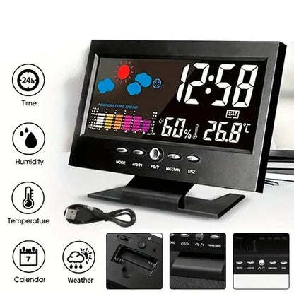 Vibrant Digital Weather Alarm Clock with Voice Control - A-1 Thread Vault
