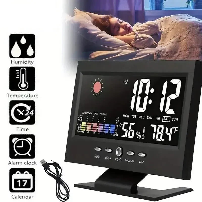 Vibrant Digital Weather Alarm Clock with Voice Control - A-1 Thread Vault