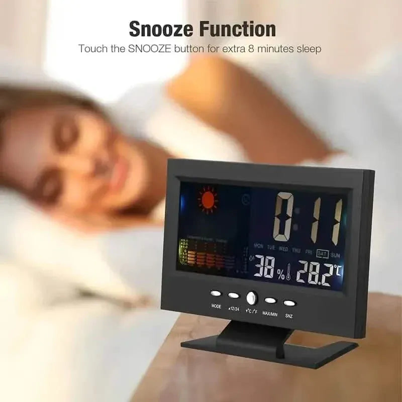 Vibrant Digital Weather Alarm Clock with Voice Control - A-1 Thread Vault
