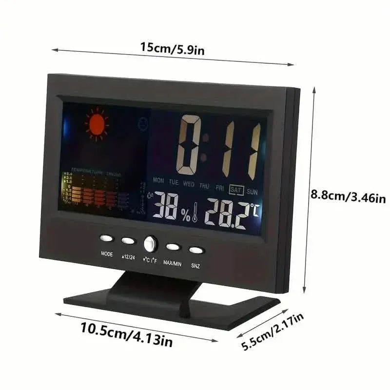 Vibrant Digital Weather Alarm Clock with Voice Control - A-1 Thread Vault