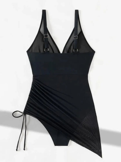 Vigoashely 2025 Solid Mesh Patchwork Swimwear Women Sexy Push Up One Piece Swimsuit Monokini Lady Brazilian Beach Bathing Suit - A-1 Thread Vault