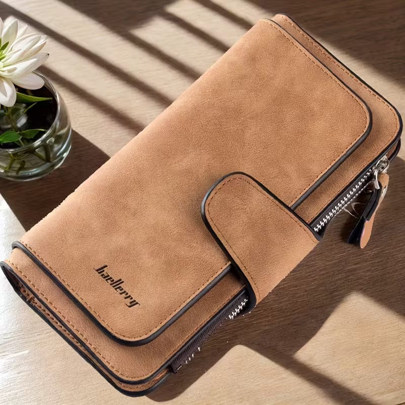 Vintage Faux Leather Long Wallet – Trifold Credit Card Holder with Snap & Zipper - A-1 Thread Vault