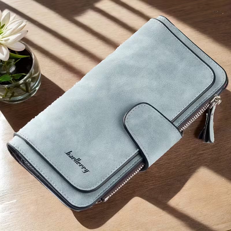 Vintage Faux Leather Long Wallet – Trifold Credit Card Holder with Snap & Zipper - A-1 Thread Vault