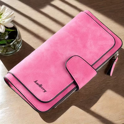 Vintage Faux Leather Long Wallet – Trifold Credit Card Holder with Snap & Zipper - A-1 Thread Vault