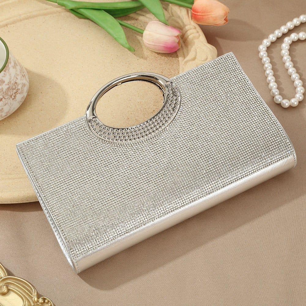 Vintage Large Circular Handle Rhinestone Sparkly Clutch Bag(MAC430) - A-1 Thread Vault