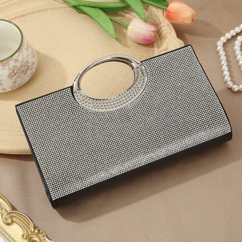 Vintage Large Circular Handle Rhinestone Sparkly Clutch Bag(MAC430) - A-1 Thread Vault