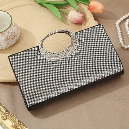 Vintage Large Circular Handle Rhinestone Sparkly Clutch Bag(MAC430) - A-1 Thread Vault