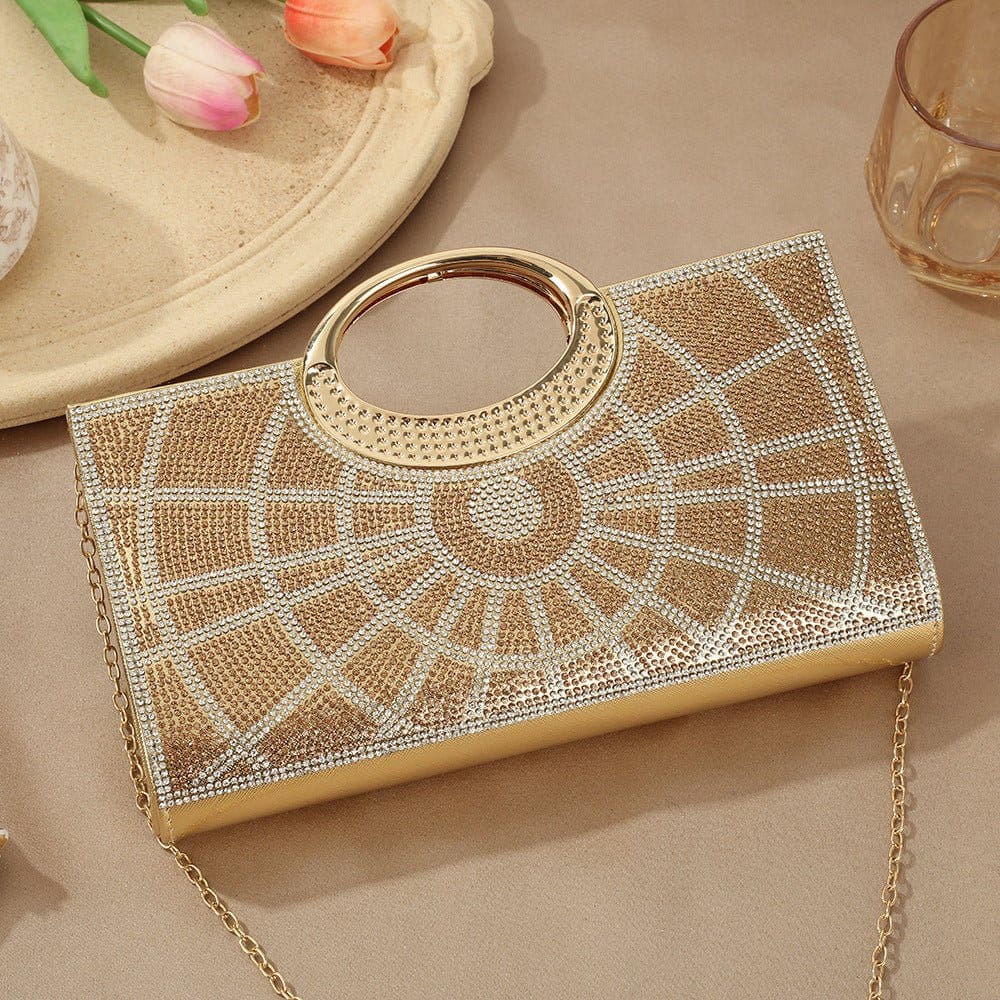 Vintage Large Circular Handle Rhinestone Sparkly Clutch Bag(MAC430) - A-1 Thread Vault