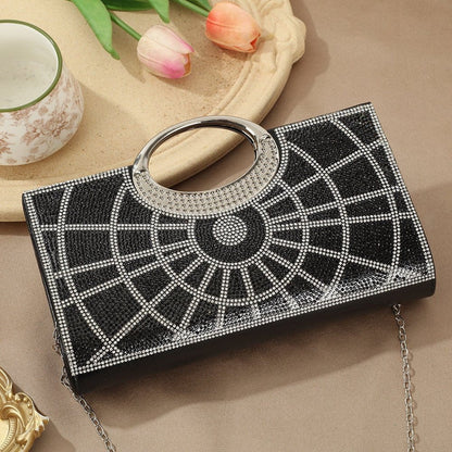 Vintage Large Circular Handle Rhinestone Sparkly Clutch Bag(MAC430) - A-1 Thread Vault