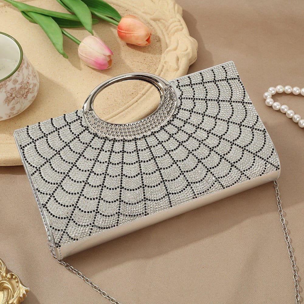 Vintage Large Circular Handle Rhinestone Sparkly Clutch Bag(MAC430) - A-1 Thread Vault