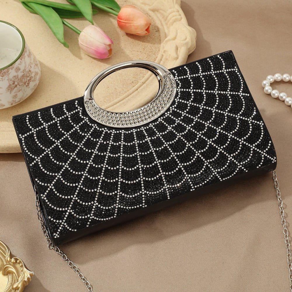 Vintage Large Circular Handle Rhinestone Sparkly Clutch Bag(MAC430) - A-1 Thread Vault