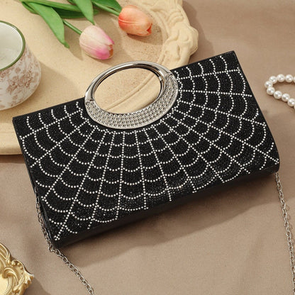 Vintage Large Circular Handle Rhinestone Sparkly Clutch Bag(MAC430) - A-1 Thread Vault