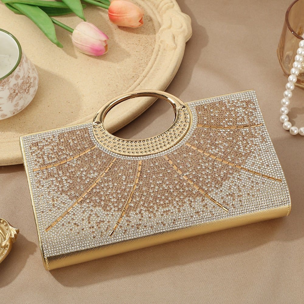 Vintage Large Circular Handle Rhinestone Sparkly Clutch Bag(MAC430) - A-1 Thread Vault