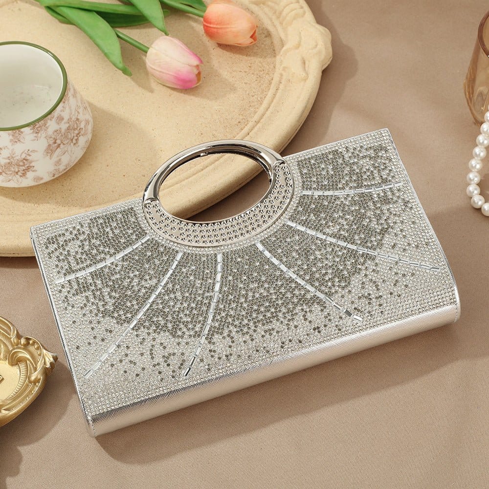 Vintage Large Circular Handle Rhinestone Sparkly Clutch Bag(MAC430) - A-1 Thread Vault