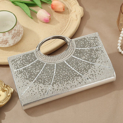 Vintage Large Circular Handle Rhinestone Sparkly Clutch Bag(MAC430) - A-1 Thread Vault