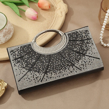 Vintage Large Circular Handle Rhinestone Sparkly Clutch Bag(MAC430) - A-1 Thread Vault
