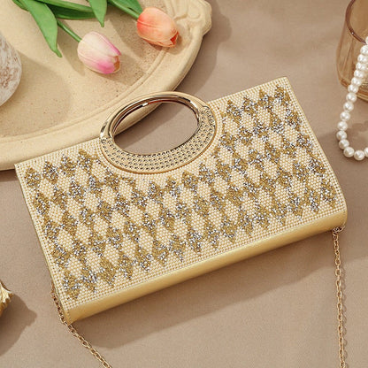 Vintage Large Circular Handle Rhinestone Sparkly Clutch Bag(MAC430) - A-1 Thread Vault