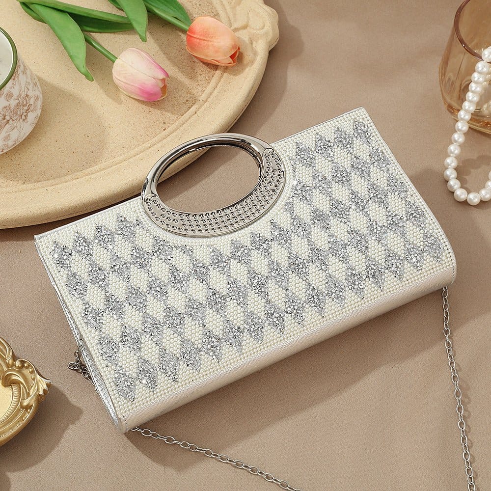 Vintage Large Circular Handle Rhinestone Sparkly Clutch Bag(MAC430) - A-1 Thread Vault