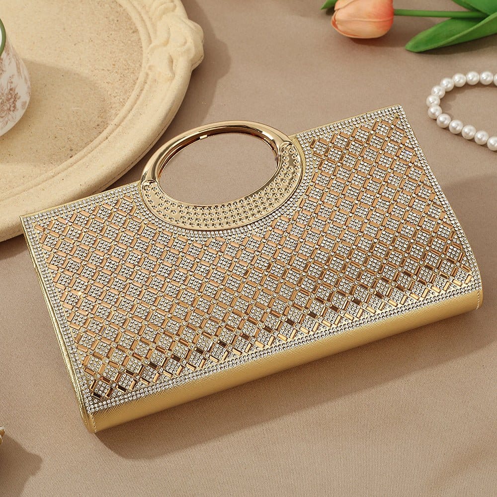 Vintage Large Circular Handle Rhinestone Sparkly Clutch Bag(MAC430) - A-1 Thread Vault