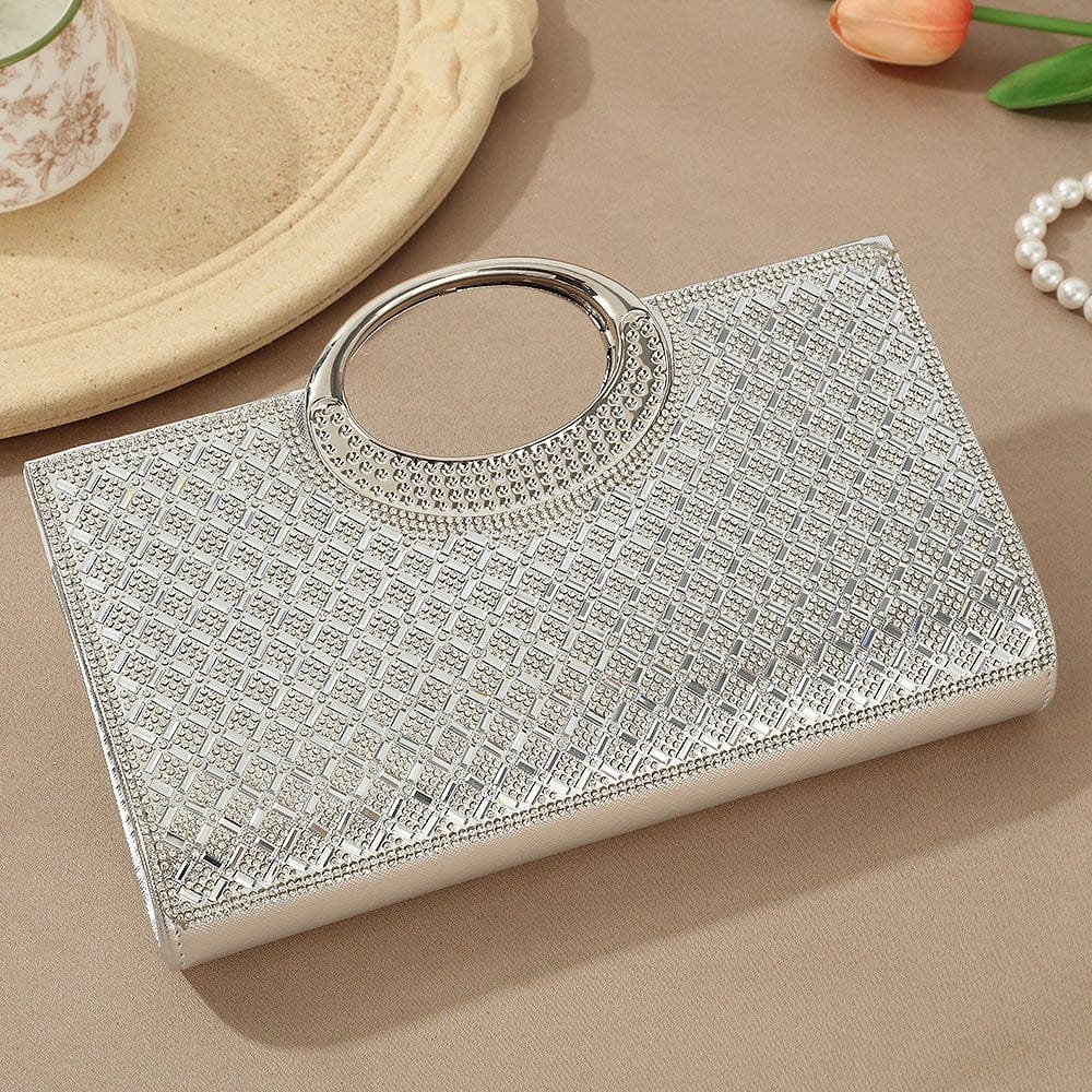 Vintage Large Circular Handle Rhinestone Sparkly Clutch Bag(MAC430) - A-1 Thread Vault