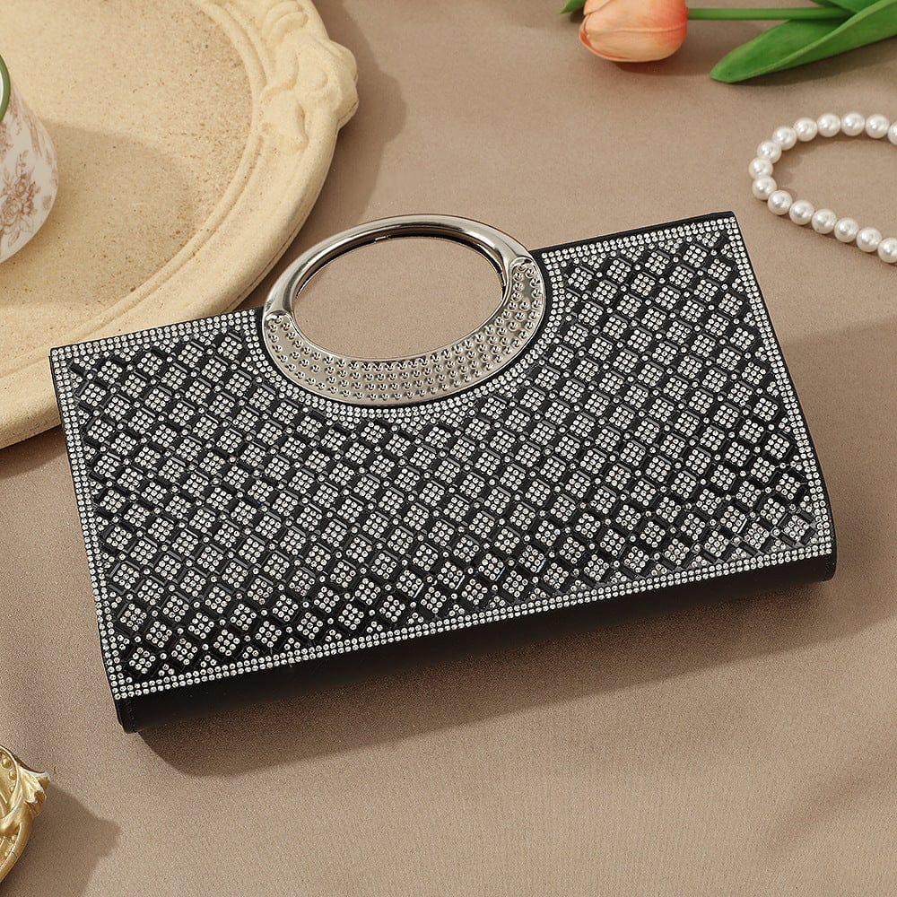 Vintage Large Circular Handle Rhinestone Sparkly Clutch Bag(MAC430) - A-1 Thread Vault