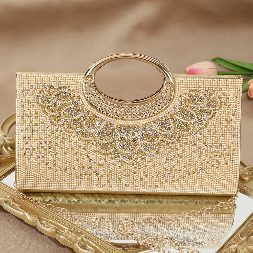 Vintage Large Circular Handle Rhinestone Sparkly Clutch Bag(MAC430) - A-1 Thread Vault