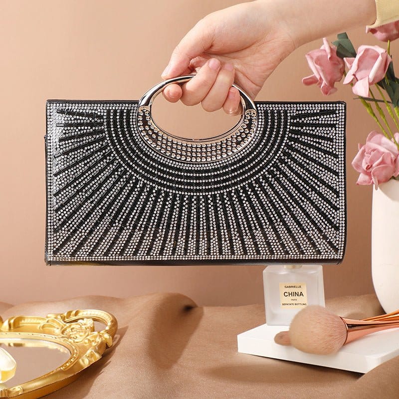 Vintage Large Circular Handle Rhinestone Sparkly Clutch Bag(MAC430) - A-1 Thread Vault