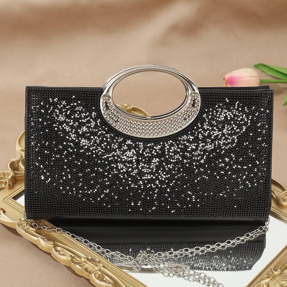 Vintage Large Circular Handle Rhinestone Sparkly Clutch Bag(MAC430) - A-1 Thread Vault