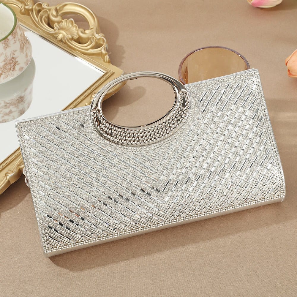 Vintage Large Circular Handle Rhinestone Sparkly Clutch Bag(MAC430) - A-1 Thread Vault
