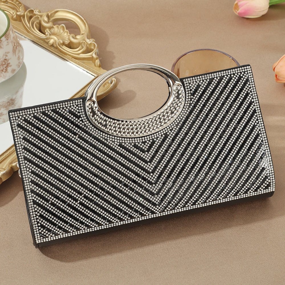 Vintage Large Circular Handle Rhinestone Sparkly Clutch Bag(MAC430) - A-1 Thread Vault