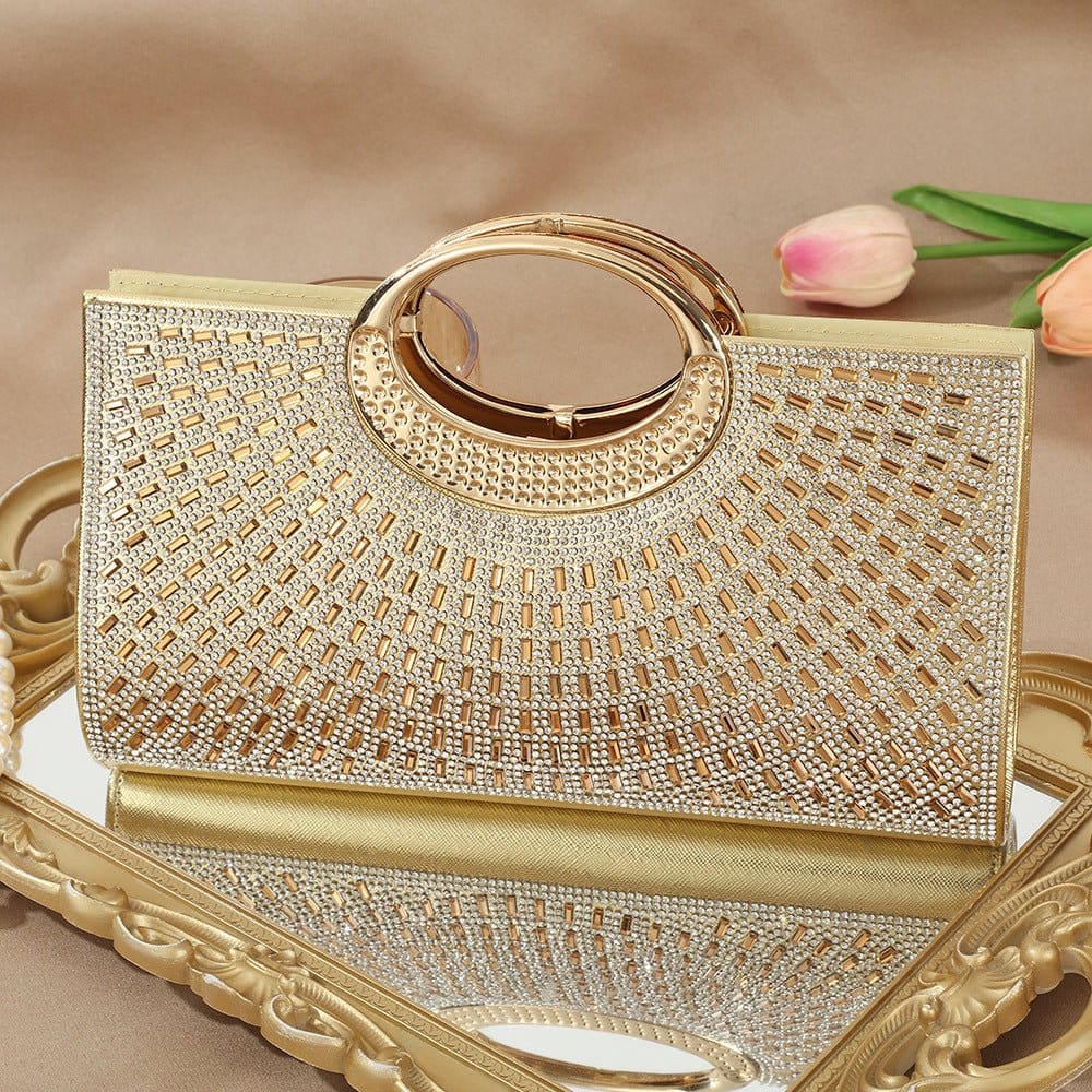 Vintage Large Circular Handle Rhinestone Sparkly Clutch Bag(MAC430) - A-1 Thread Vault