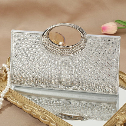 Vintage Large Circular Handle Rhinestone Sparkly Clutch Bag(MAC430) - A-1 Thread Vault