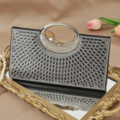Vintage Large Circular Handle Rhinestone Sparkly Clutch Bag(MAC430) - A-1 Thread Vault