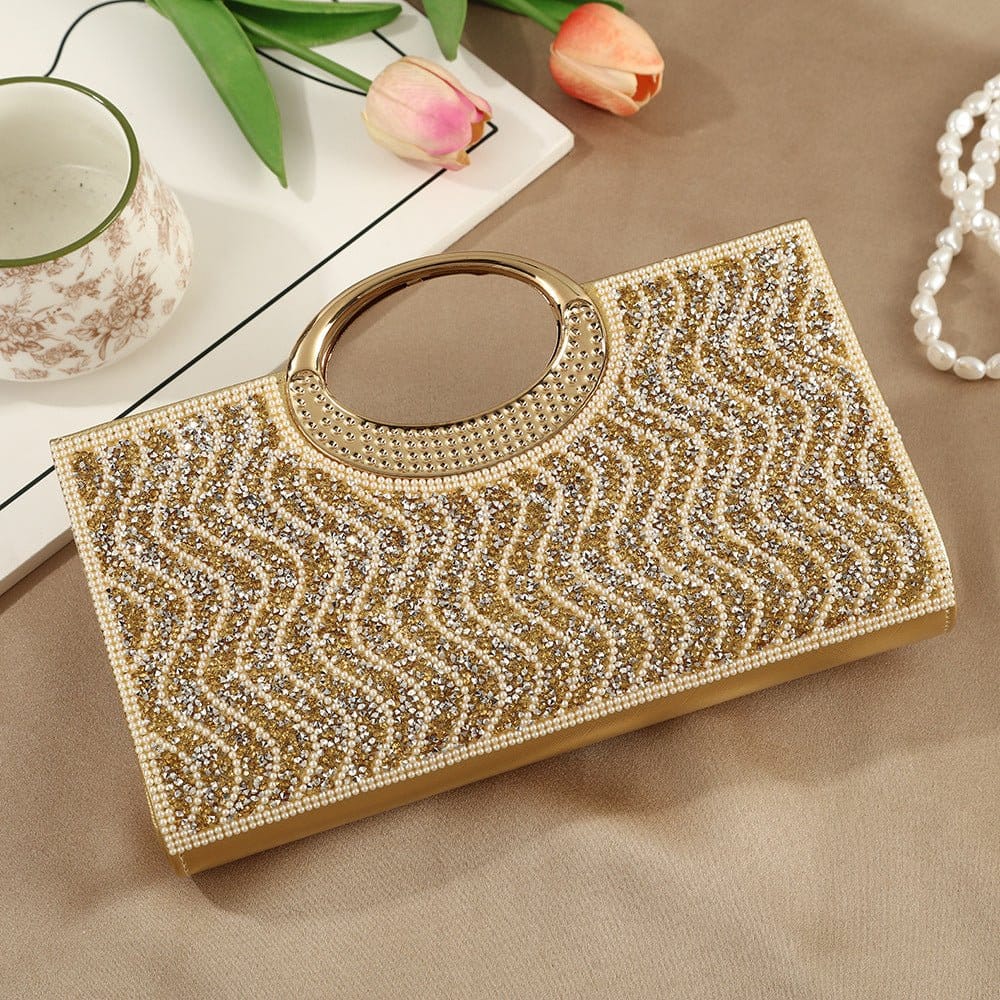 Vintage Large Circular Handle Rhinestone Sparkly Clutch Bag(MAC430) - A-1 Thread Vault