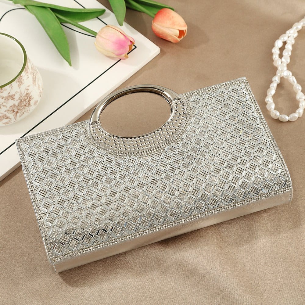 Vintage Large Circular Handle Rhinestone Sparkly Clutch Bag(MAC430) - A-1 Thread Vault