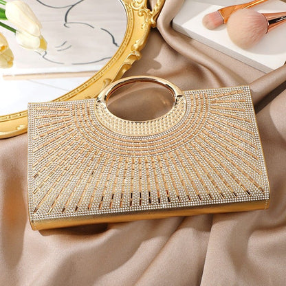 Vintage Large Circular Handle Rhinestone Sparkly Clutch Bag(MAC430) - A-1 Thread Vault
