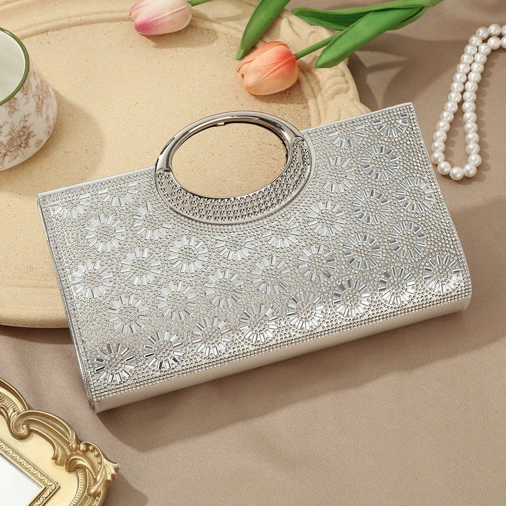 Vintage Large Circular Handle Rhinestone Sparkly Clutch Bag(MAC430) - A-1 Thread Vault