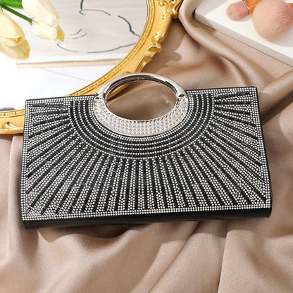 Vintage Large Circular Handle Rhinestone Sparkly Clutch Bag(MAC430) - A-1 Thread Vault