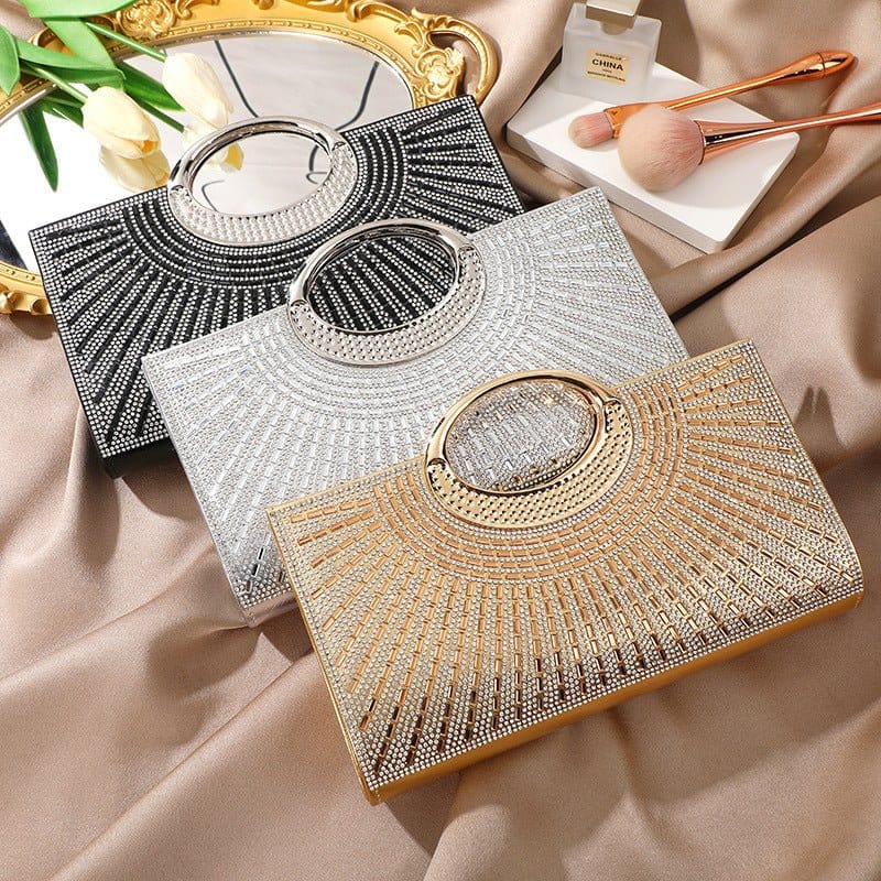 Vintage Large Circular Handle Rhinestone Sparkly Clutch Bag(MAC430) - A-1 Thread Vault