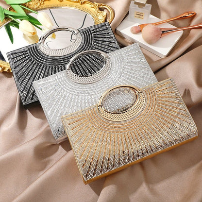 Vintage Large Circular Handle Rhinestone Sparkly Clutch Bag(MAC430) - A-1 Thread Vault
