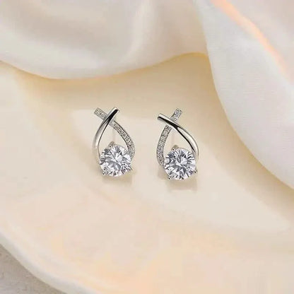 Vintage Style Stud Earrings - Embellished with Rhinestones, Cross Line Design - A-1 Thread Vault
