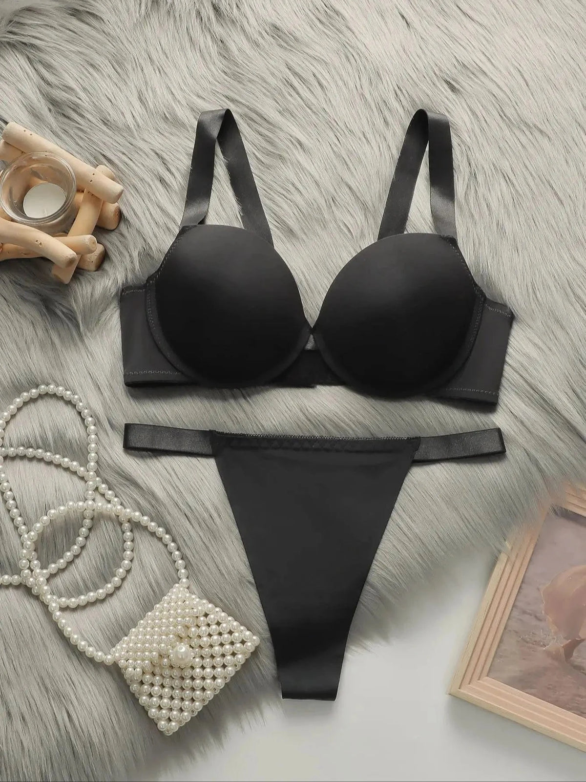 Viomisha Women Sexy Lingerie Set Ladies Soild Color Brassiere Push Up Bra 3/4 Cup Comfortable Intimates Underwear Panty Set S-L - A-1 Thread Vault
