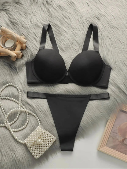 Viomisha Women Sexy Lingerie Set Ladies Soild Color Brassiere Push Up Bra 3/4 Cup Comfortable Intimates Underwear Panty Set S-L - A-1 Thread Vault