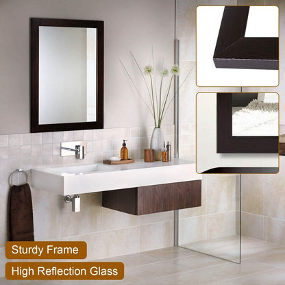 Wall Mount Mirror Wood-Like Frame Rectangle Modern Hanging Mirror - A-1 Thread Vault